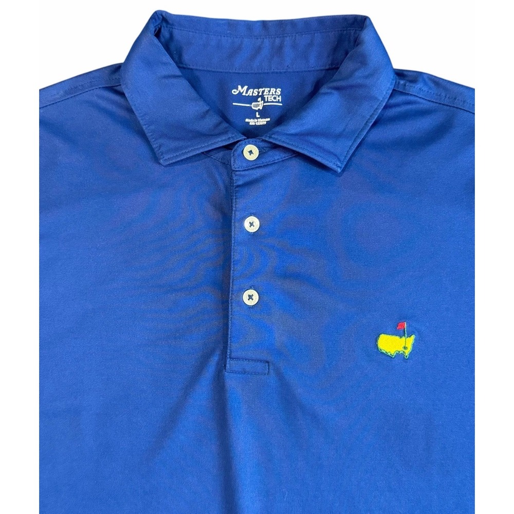 Masters Tech Gold Polo Shirt Mens Large Navy 2015 Tournament Logo Augusta
